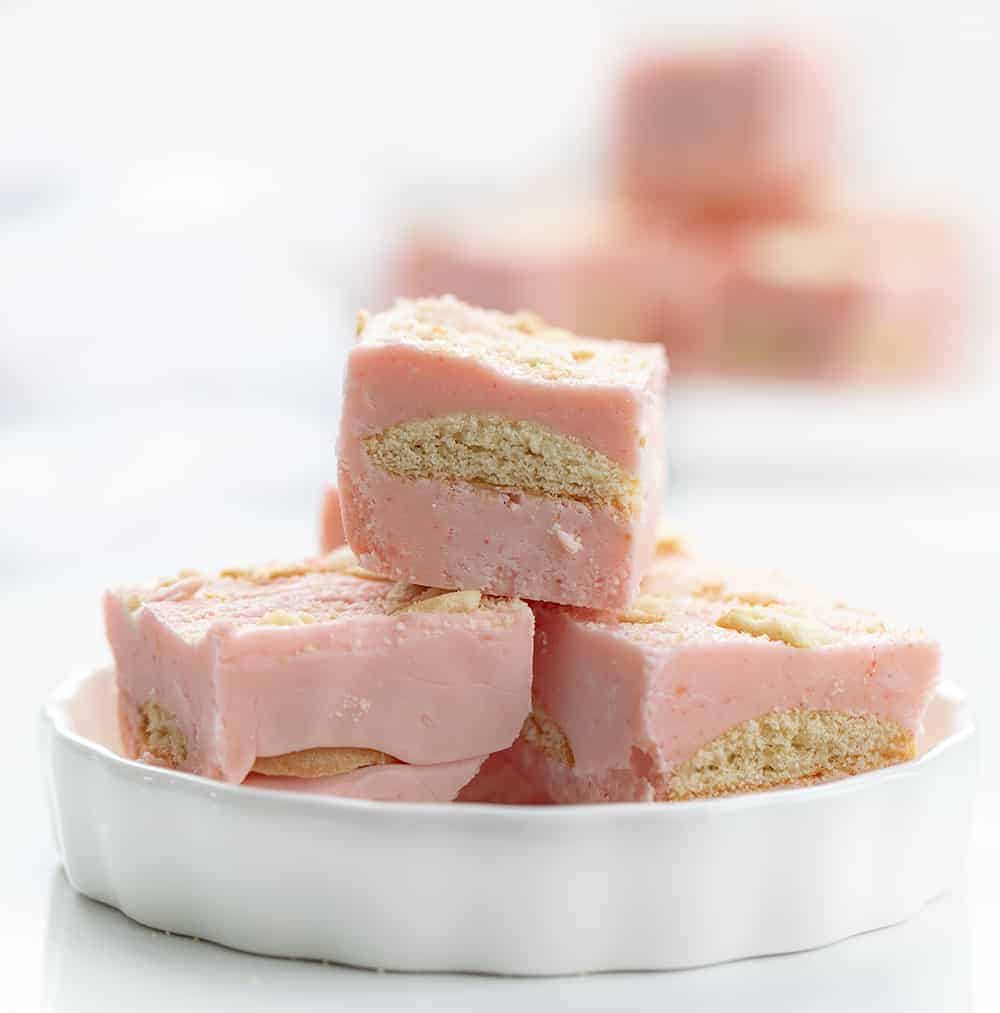 Plate of Strawberry Shortcake Fudge