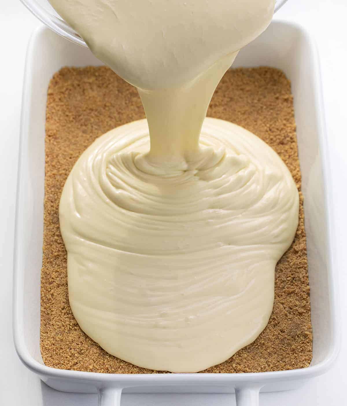 Pouring Cheesecake into Baking Pan