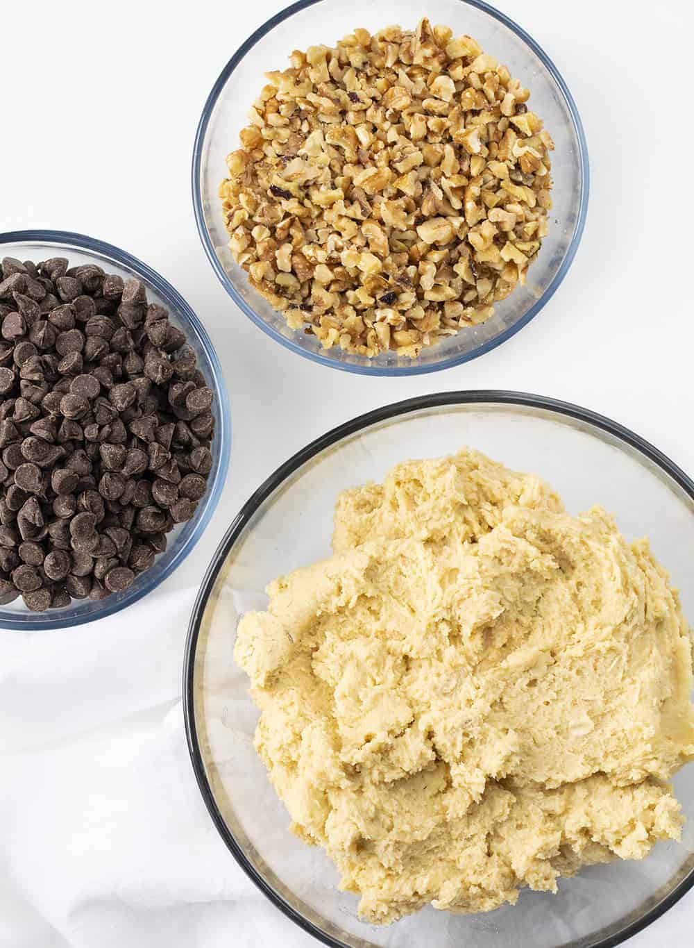 Raw Ingredients for Walnut Chocolate Chip Cookies - Doubletree Copycat Cookie