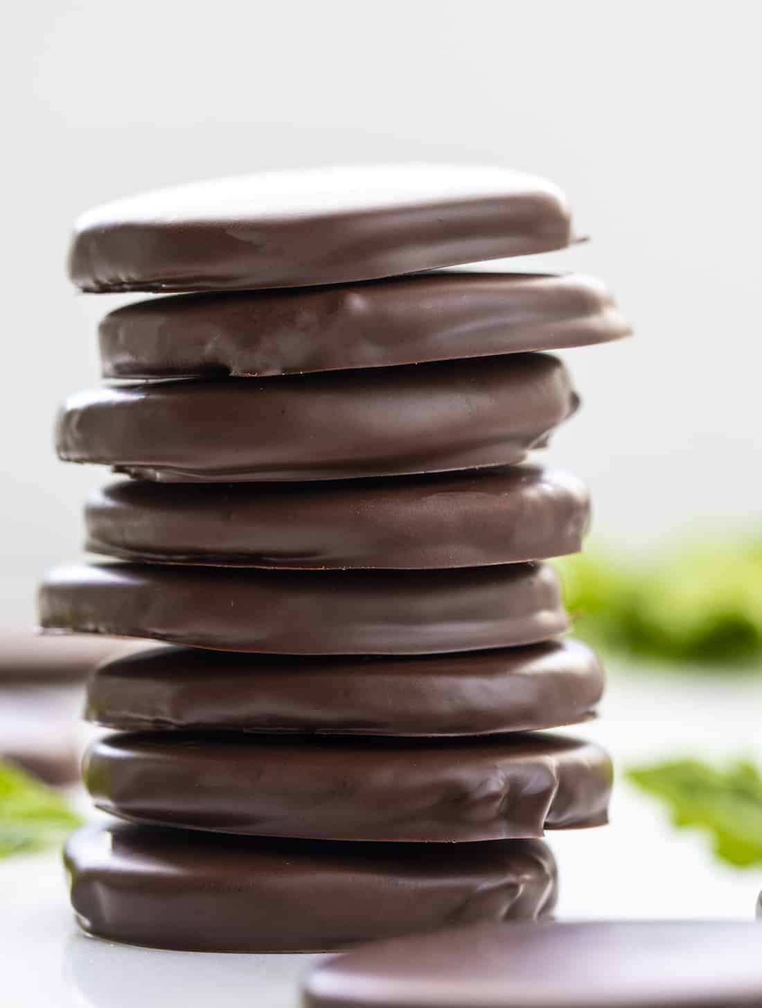 Stack of Chocolate Dipped Wafers {Thin Mint Copycat}