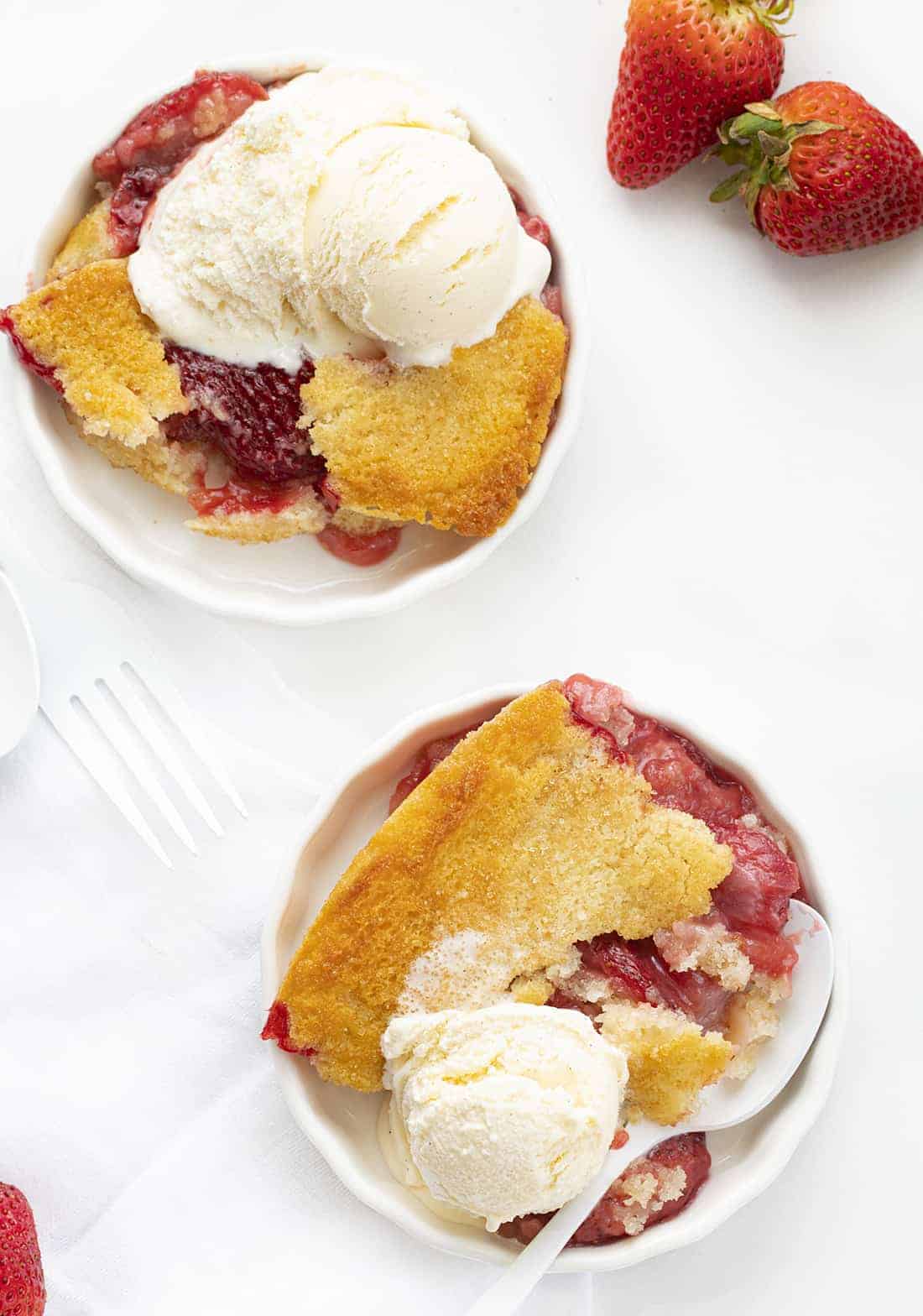 Plates of Strawberry Cobbler 