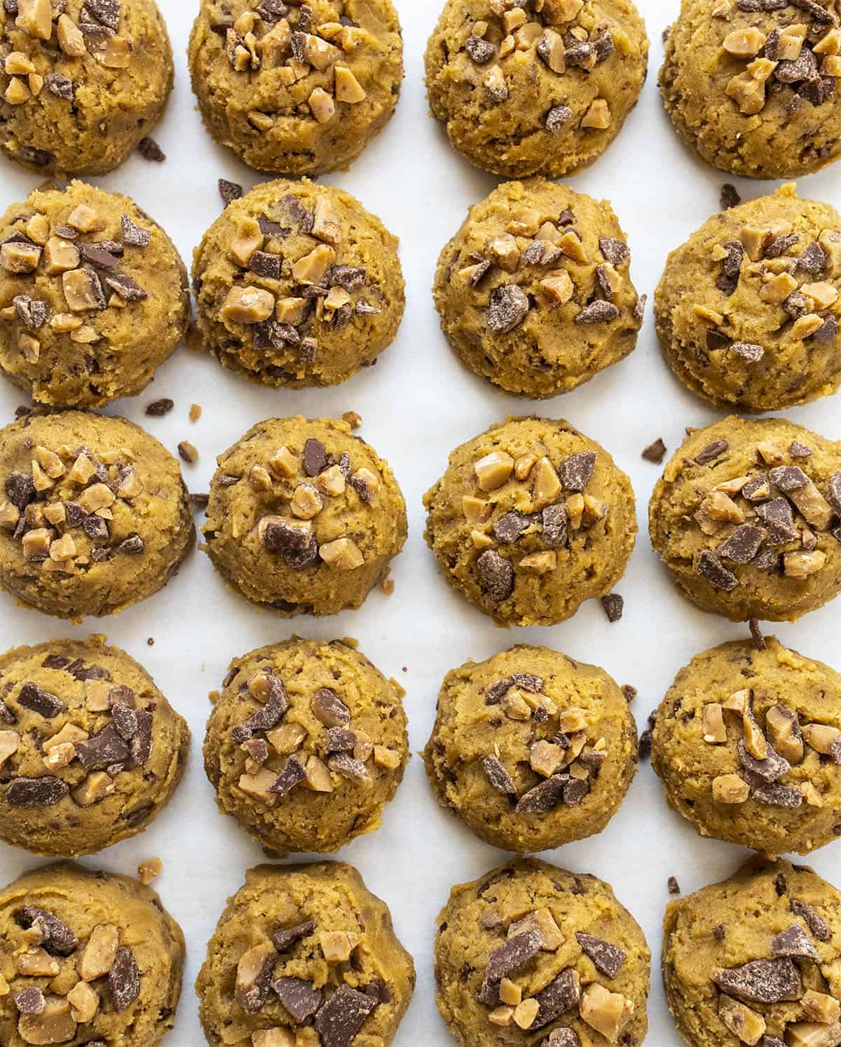 Raw Dough for Brown Butter Toffee Cookies Recipe