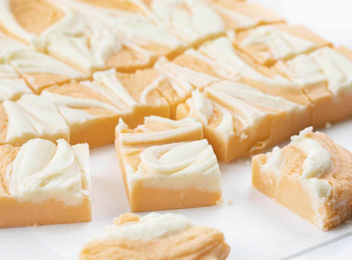 Cut Orange Creamsicle Fudge 