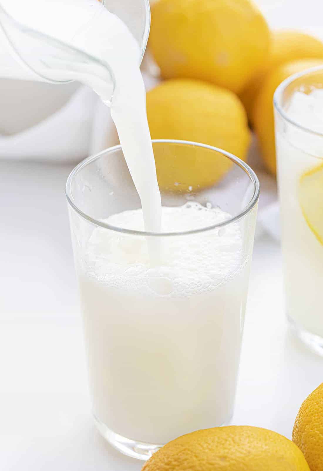 Pouring Creamy Lemonade - Brazilian Lemonade Recipe into Glass