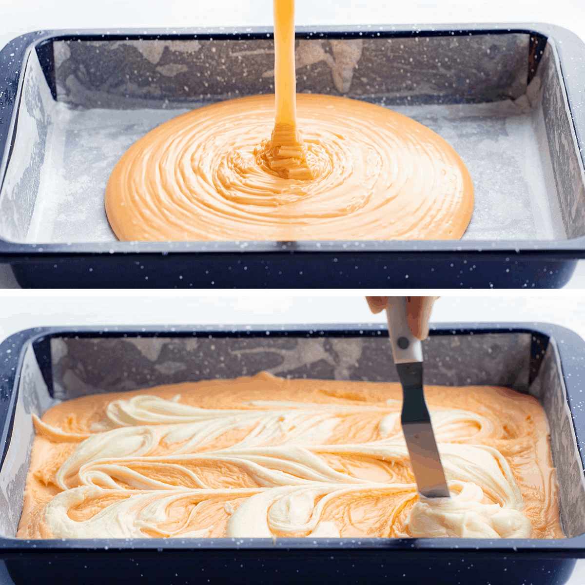 Orange Creamsicle Fudge Being Poured Into Pan