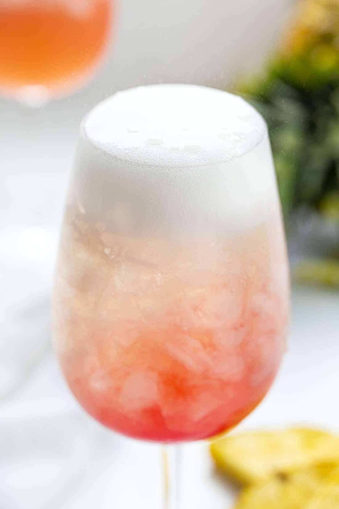 Tropical Champagne Cocktail in Glass