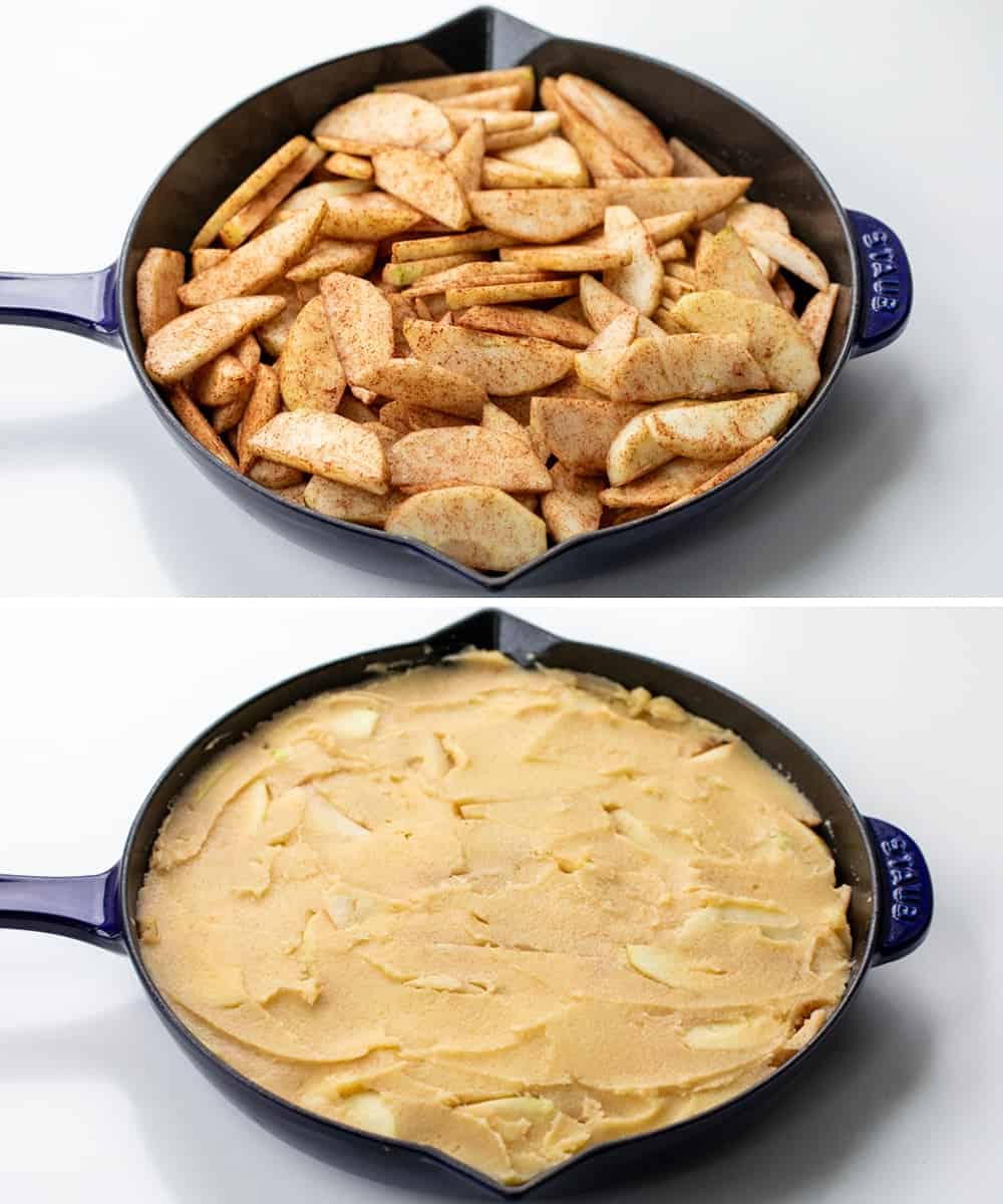 Steps for Making a Swedish Apple Pie in a Skillet.