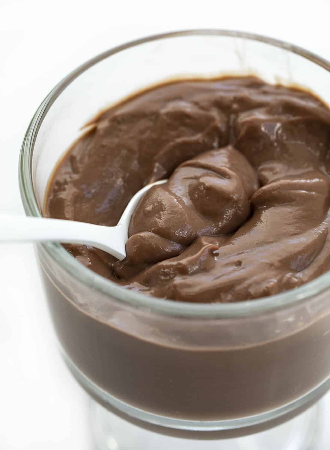Spoon in Homemade Chocolate Pudding
