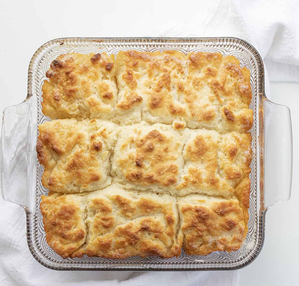 Overhead of Baked Butter Swim Biscuits