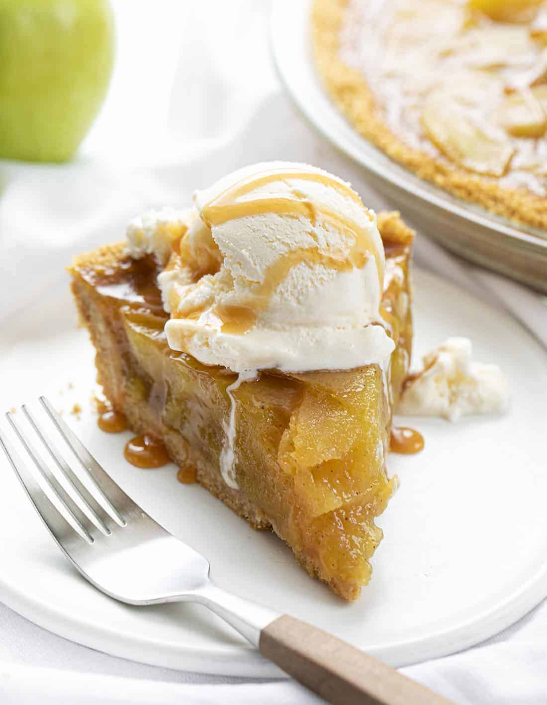 Slice of No Bake Apple Pie on a Plate