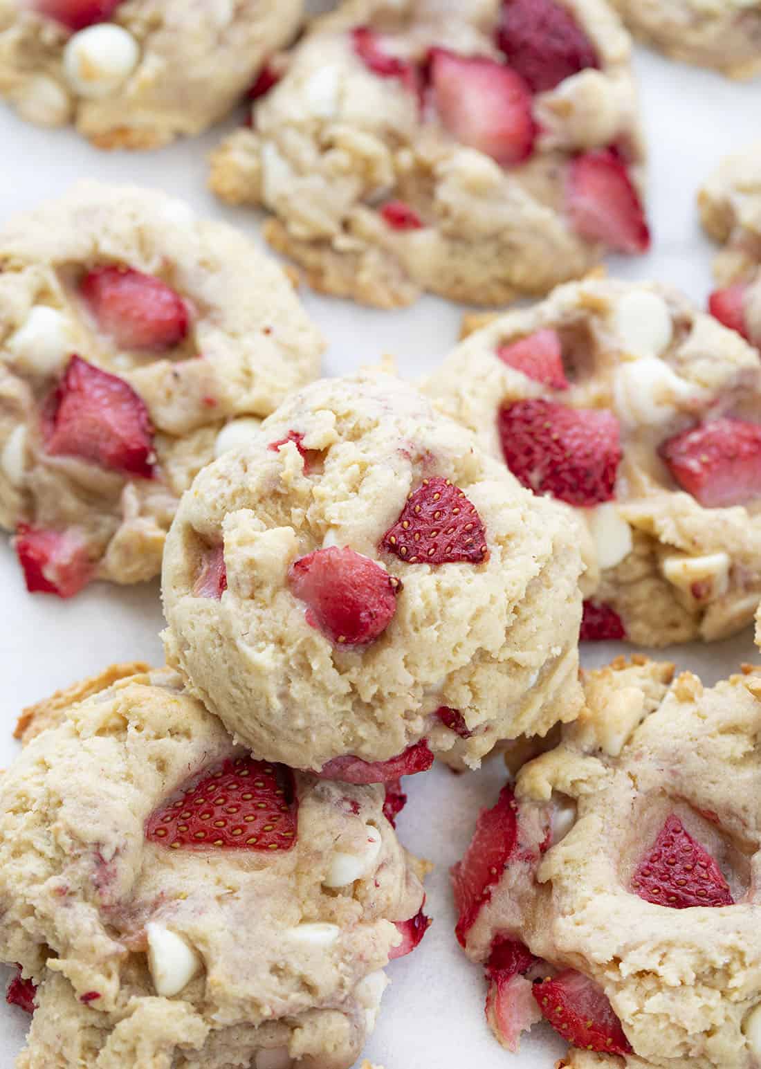 Stacked Soft Batch Strawberry Cookies