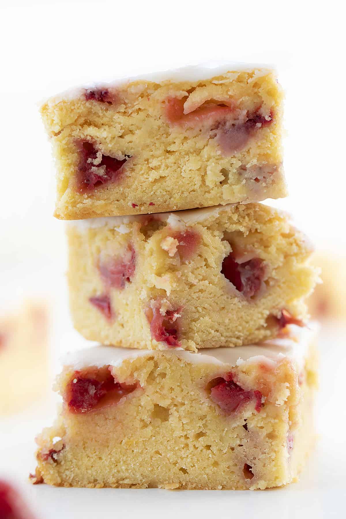 Stack of Strawberry Lemon Blondies