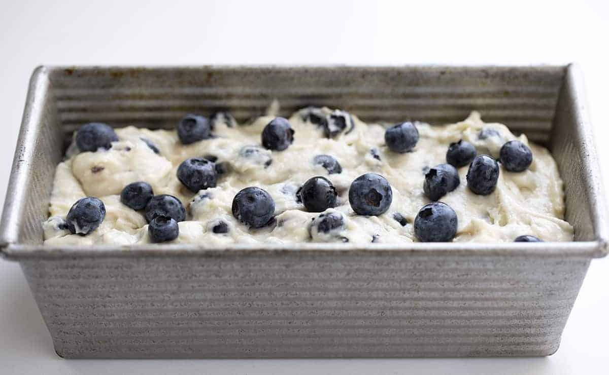 Raw Blueberry Bread Batter Before Baking 