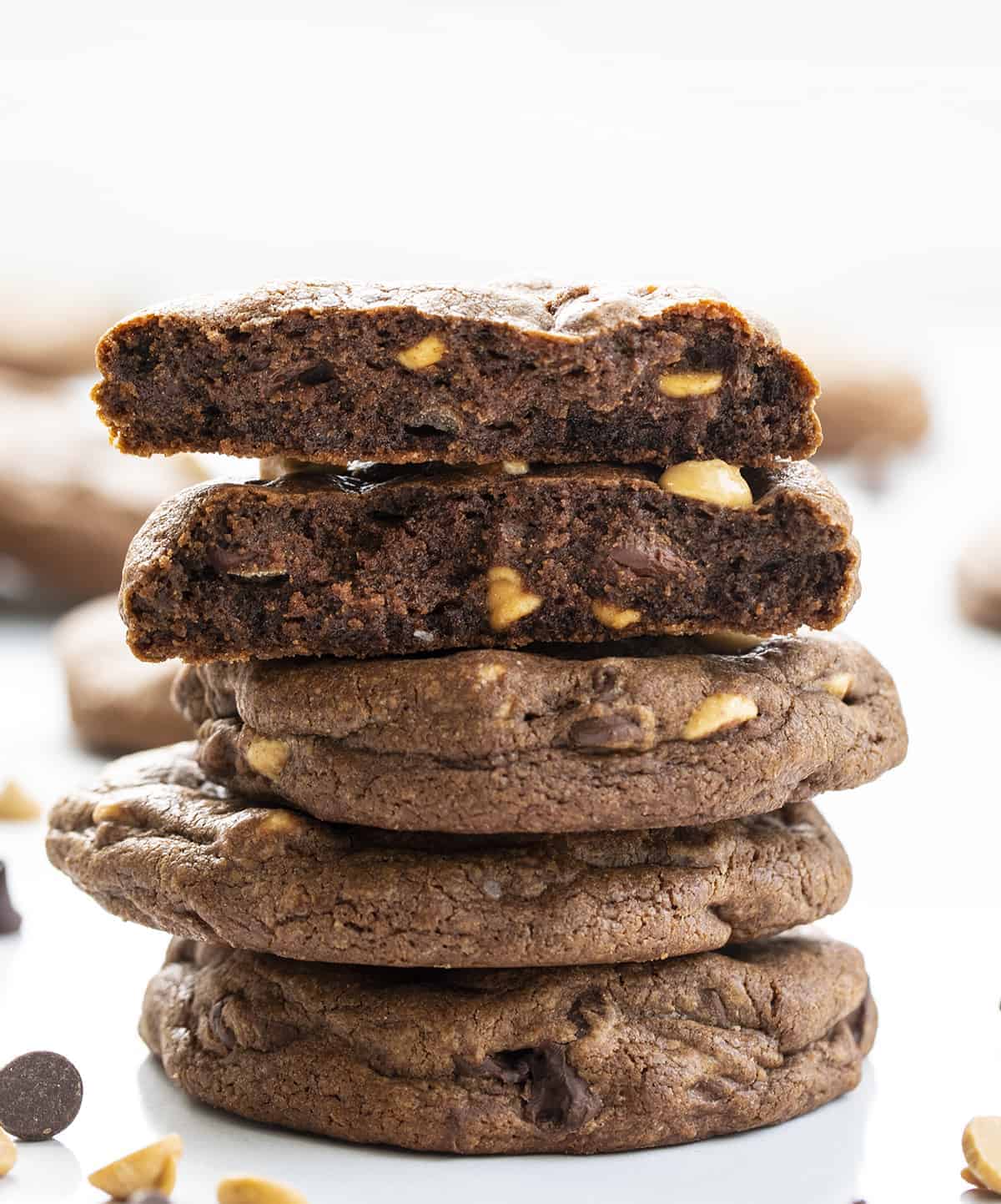 Stack of Chocolate Peanut Butter Cookies