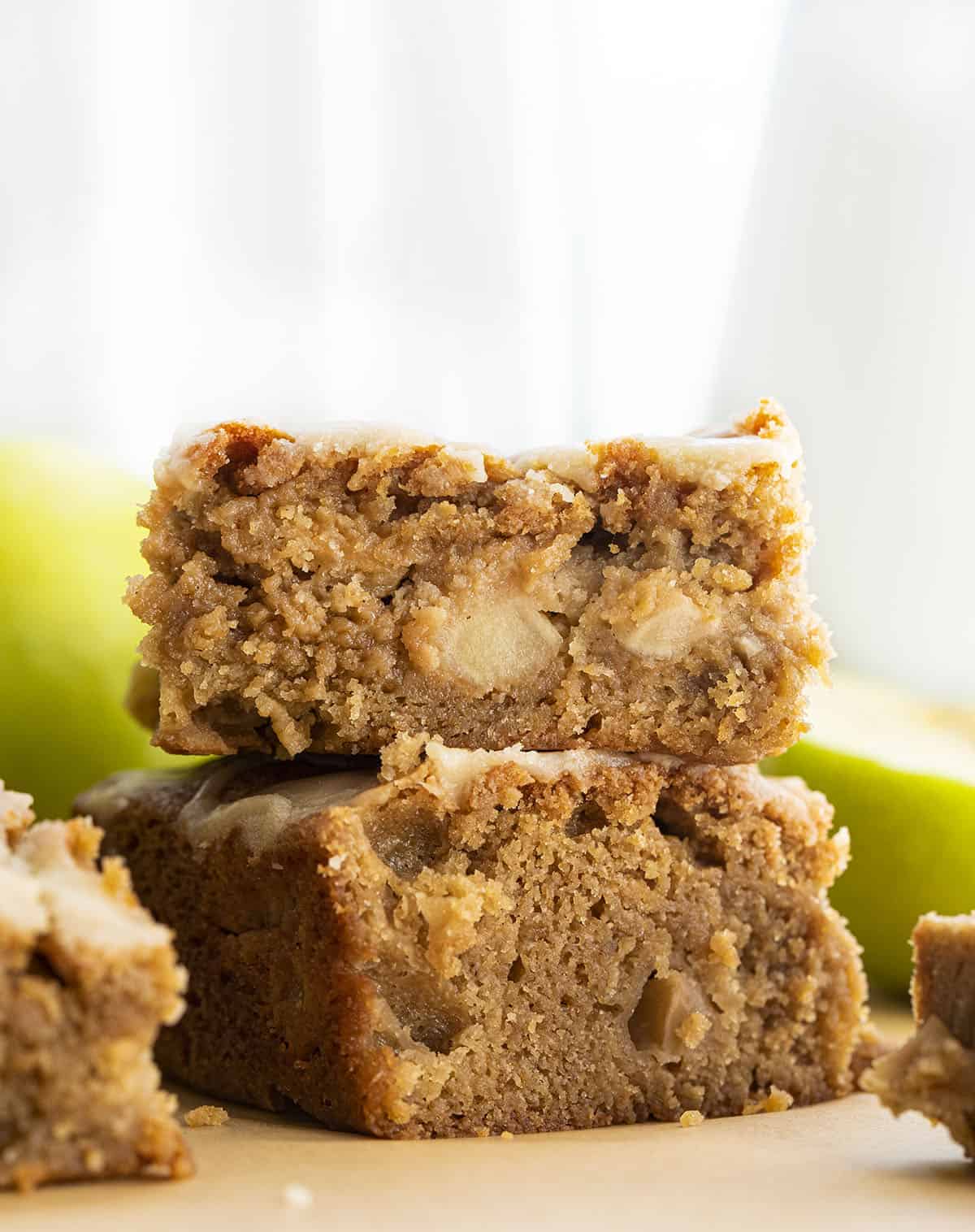 Stacked Apple Blondies with Maple Glaze