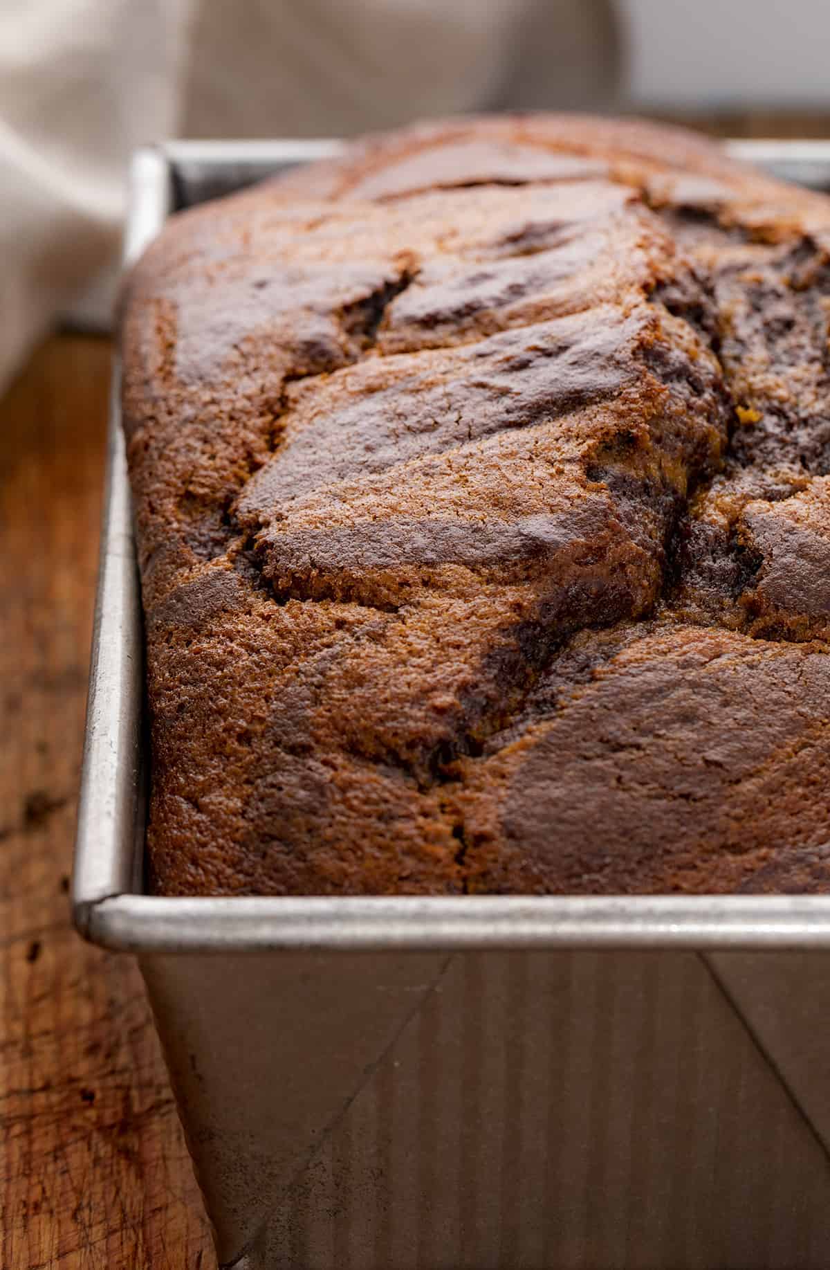 Loaf of Pumpkin Chocolate Bread in Pan