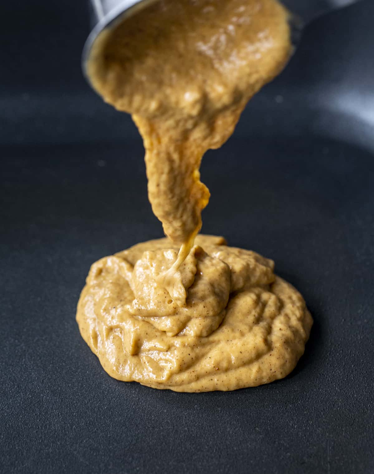 Pumpkin Pancake Batter on Skillet