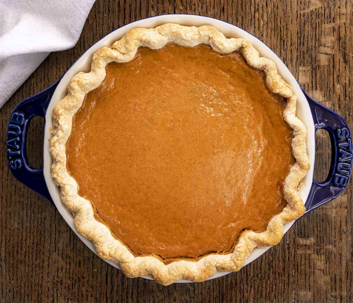 Overhead of Whole Classic Pumpkin Pie 