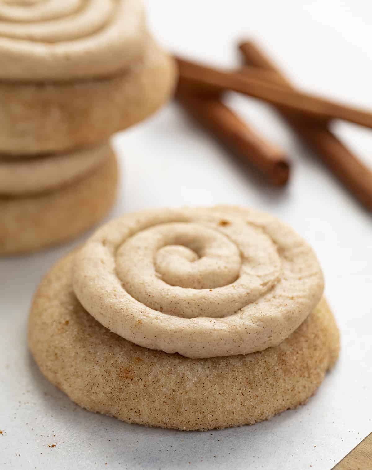 Churro Cookie on Parchment with Piped Buttercream