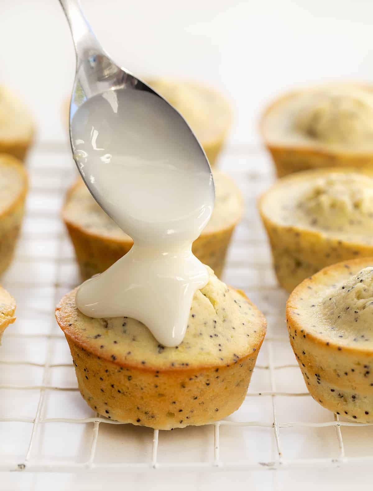 Drizzling Glaze of Lemon Poppy Seed Muffins