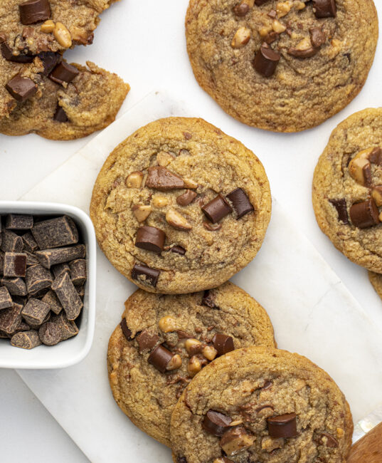 Browned Butter Toffee Cookies with Chocolate Chunks i am baker