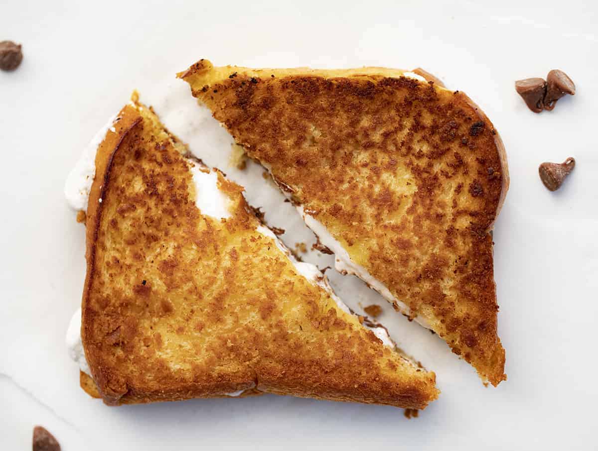 Fried Smore's Sandwich - Smores Grilled Cheese Cut in Half