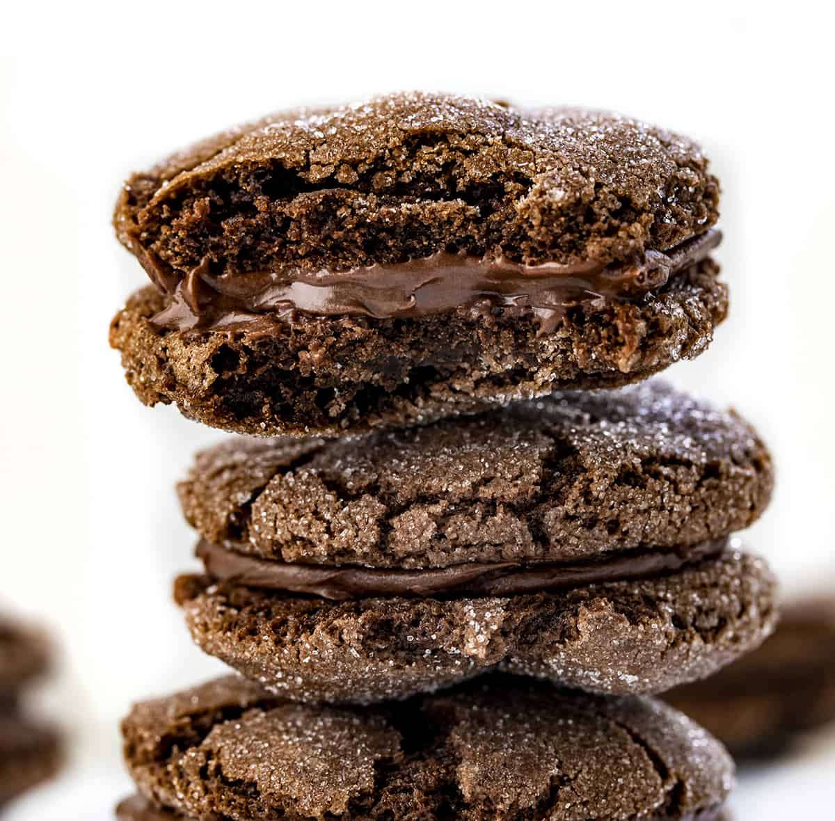 Stack of Chocolate Sandwich Cookies.