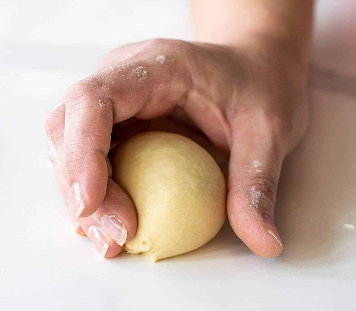 Hand Molding Dough for Japanese Milk Bread Rolls