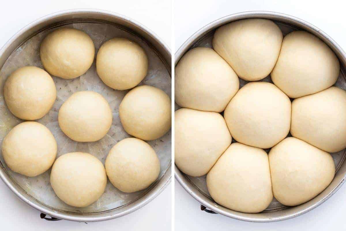 Before and After of Japanese Milk Bread Dough Rising