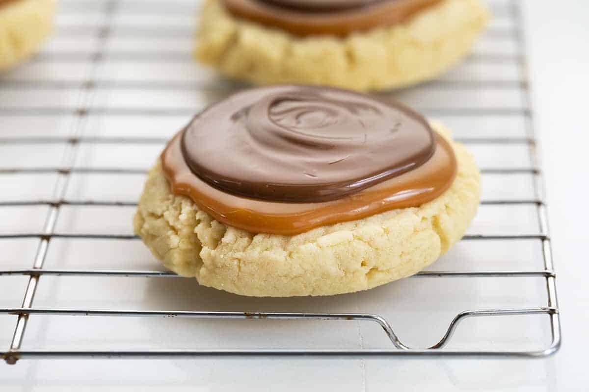 Twix Cookie on a Cooling Rack