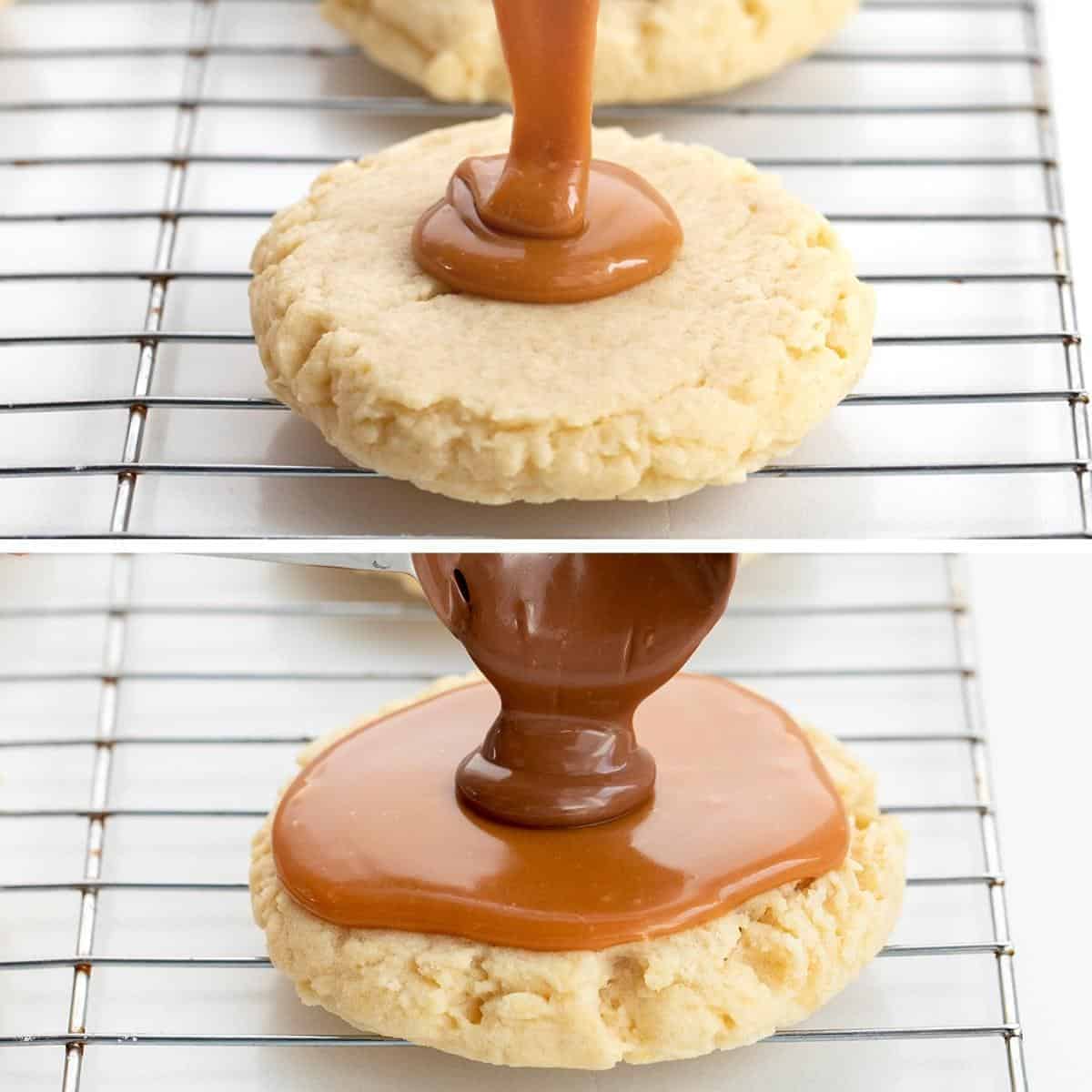 Adding Caramel and Then Chocolate to a Butter Cookie Base for Twix Cookie Recipe