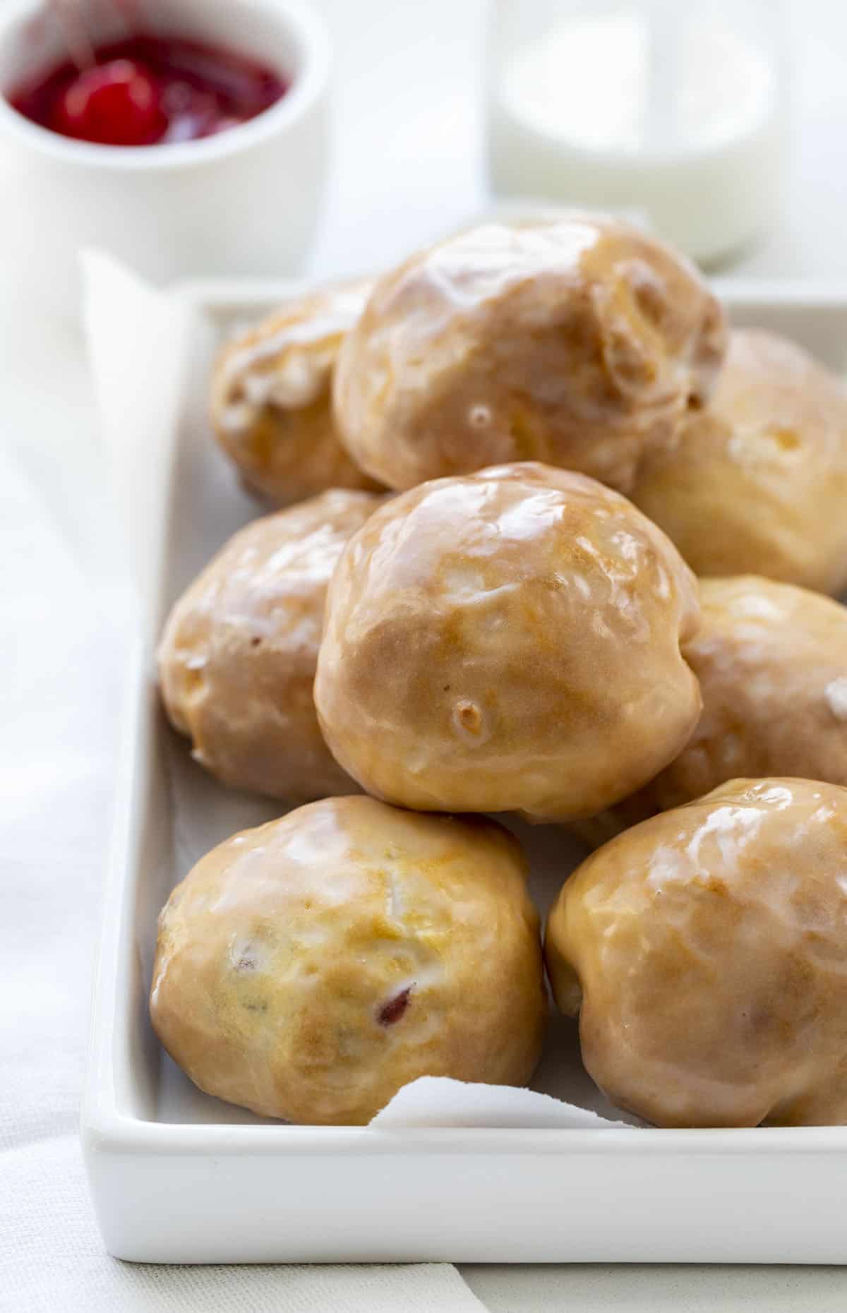 Platter of Cherry Pie Bombs Covered in Glaze