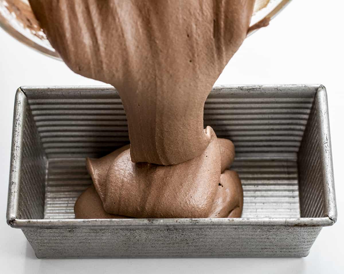 Pouring Chocolate Ice Cream Into Pan before Freezing it. 