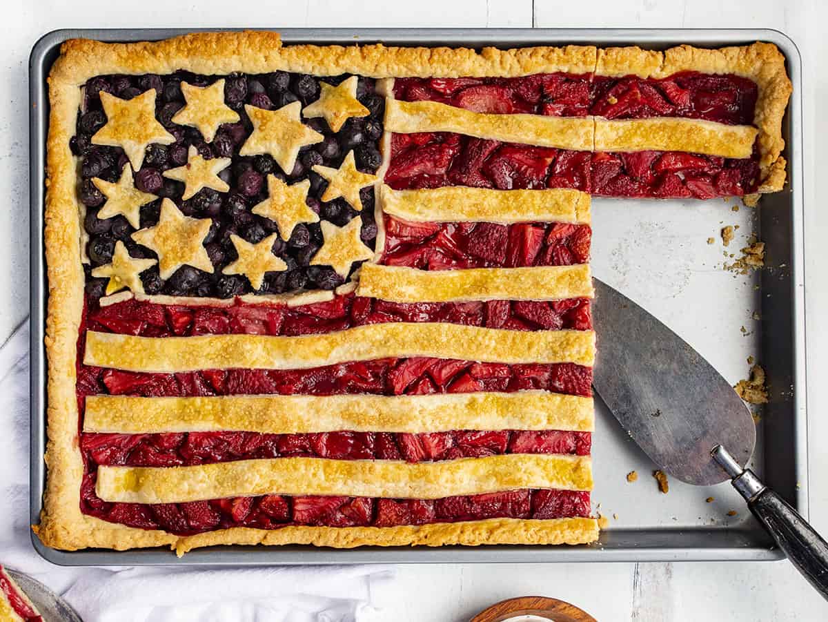 Stars and Stripes Pie with a Couple of Pieces Removed.