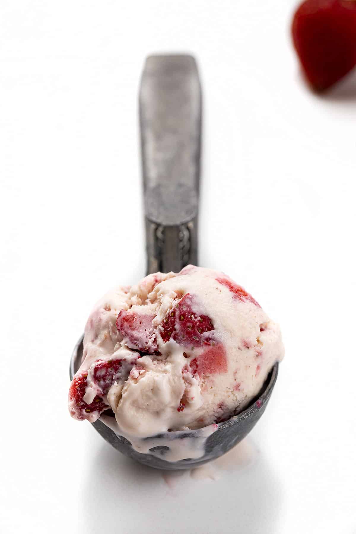 Scoop of No-Churn Strawberry Ice Cream. Dessert, Ice Cream, Ice Cream Recipes, No Churn Ice Cream, Strawberry Ice Cream, Summer Desserts, No Bake Dessert, i am baker, iambaker.