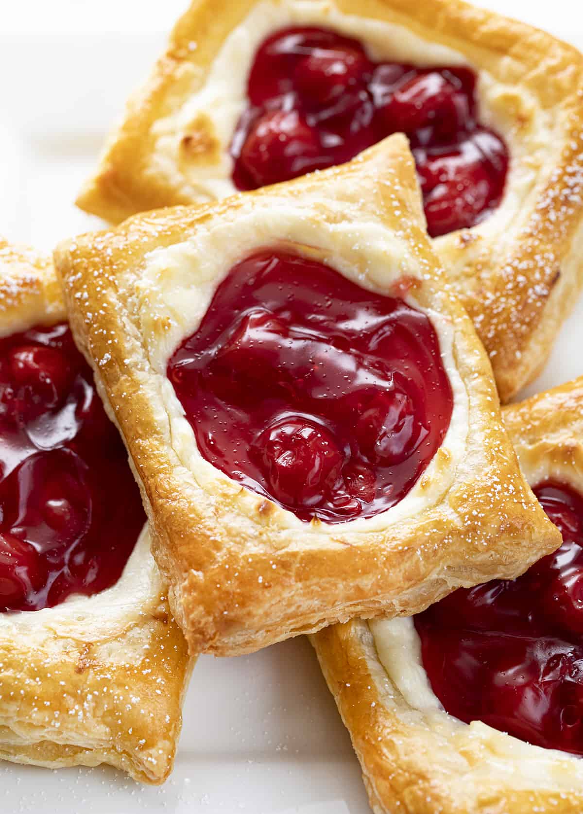 Cherry Danish on a Plate. Breakfast, Cherry, Cherry Cream Cheese Danish, Easy Breakfast Danish, Puff Pastry, Puff Pastry Danish, Quick Breakfast Recipes, Hot Breakfast, i am baker, iambaker