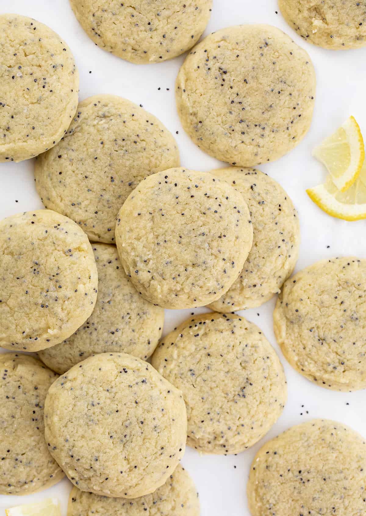 OVerhead of lemon Poppy Seed Muffins on a White Counter. Cookies, Baking, Cookie Recipes, Lemon Cookies, Lemon Poppyseed Recipes, Christmas Cookies, Dessert, Lemon Desserts, i am baker, iambaker