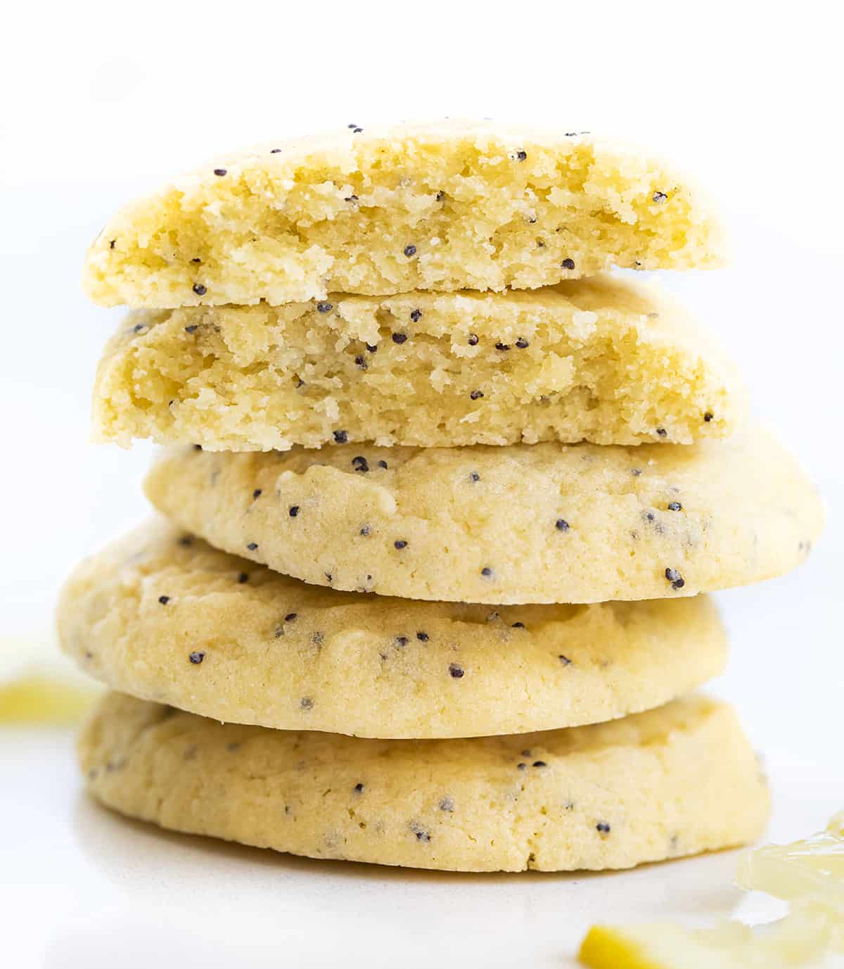 Stack of Lemon Poppy Seed Cookies with Top Cookie Broken. Cookies, Baking, Cookie Recipes, Lemon Cookies, Lemon Poppyseed Recipes, Christmas Cookies, Dessert, Lemon Desserts, i am baker, iambaker