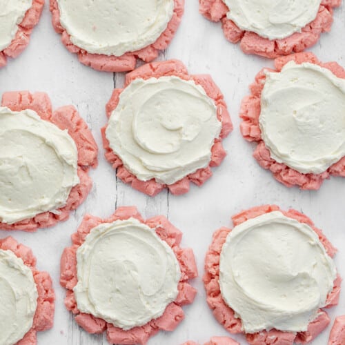Pink Velvet Sugar Cookies with Easy Swiss Meringue