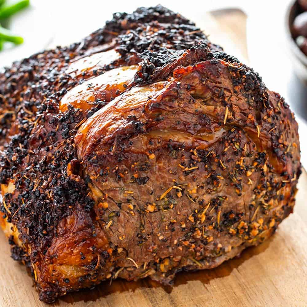 Cooked Prime Rib on a cutting board.  prime rib, Christmas Menu, Christmas Cooking, How to Cook Prime Rib, Hosting Christmas, Iambaker, i am baker, 