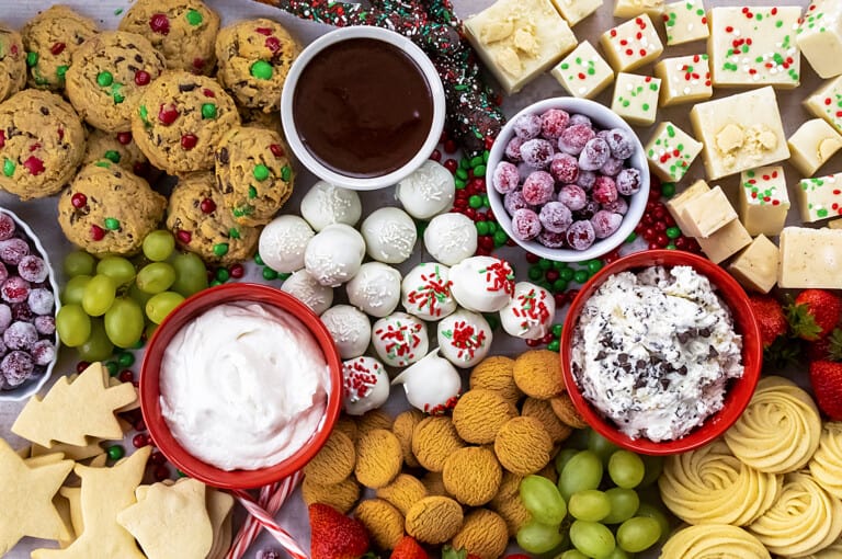 Christmas Dessert Charcuterie Board - I Am Baker