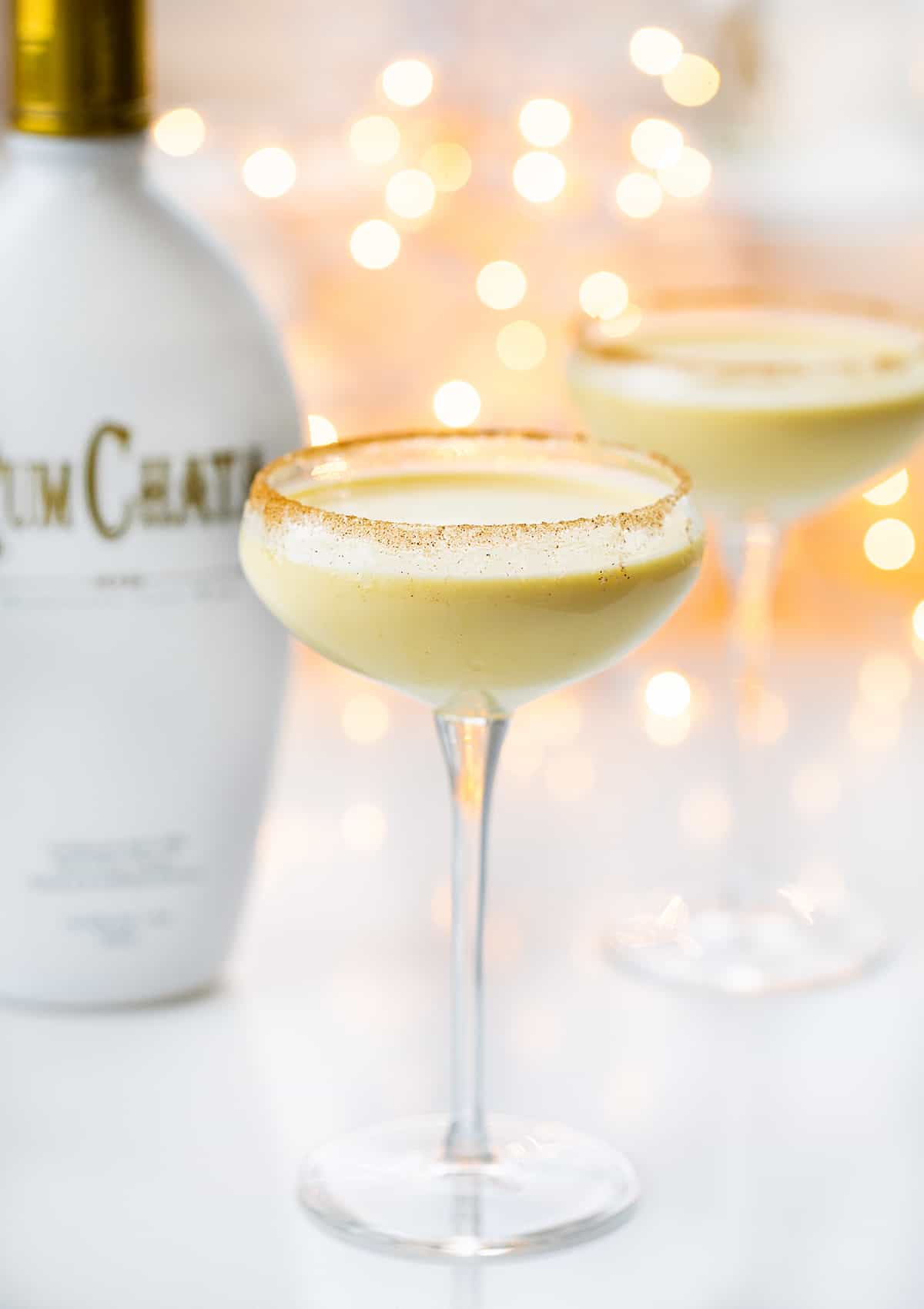 Two Large Glasses Of Eggnog Served Beautifully Stock Photo