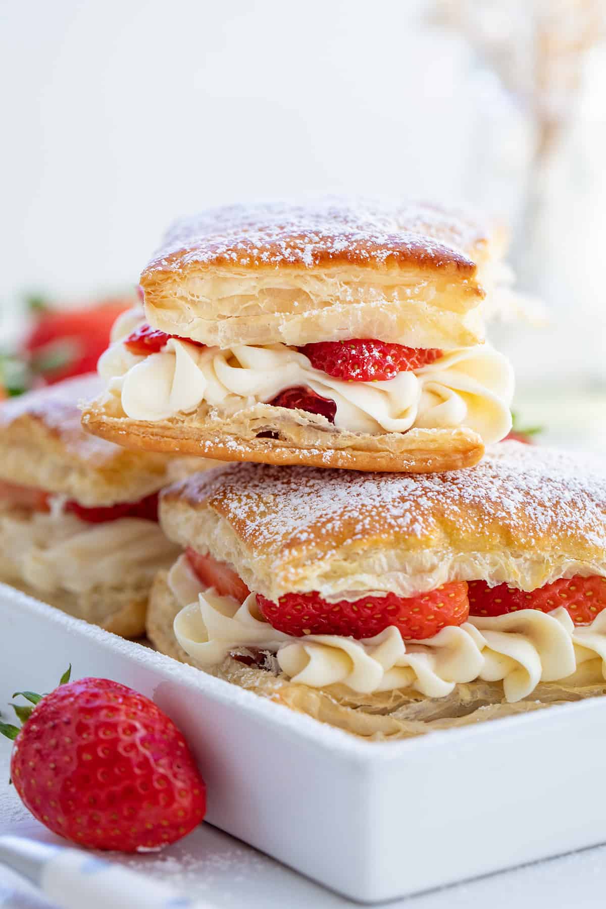 Stacks of Strawberry Napoleon Pastries