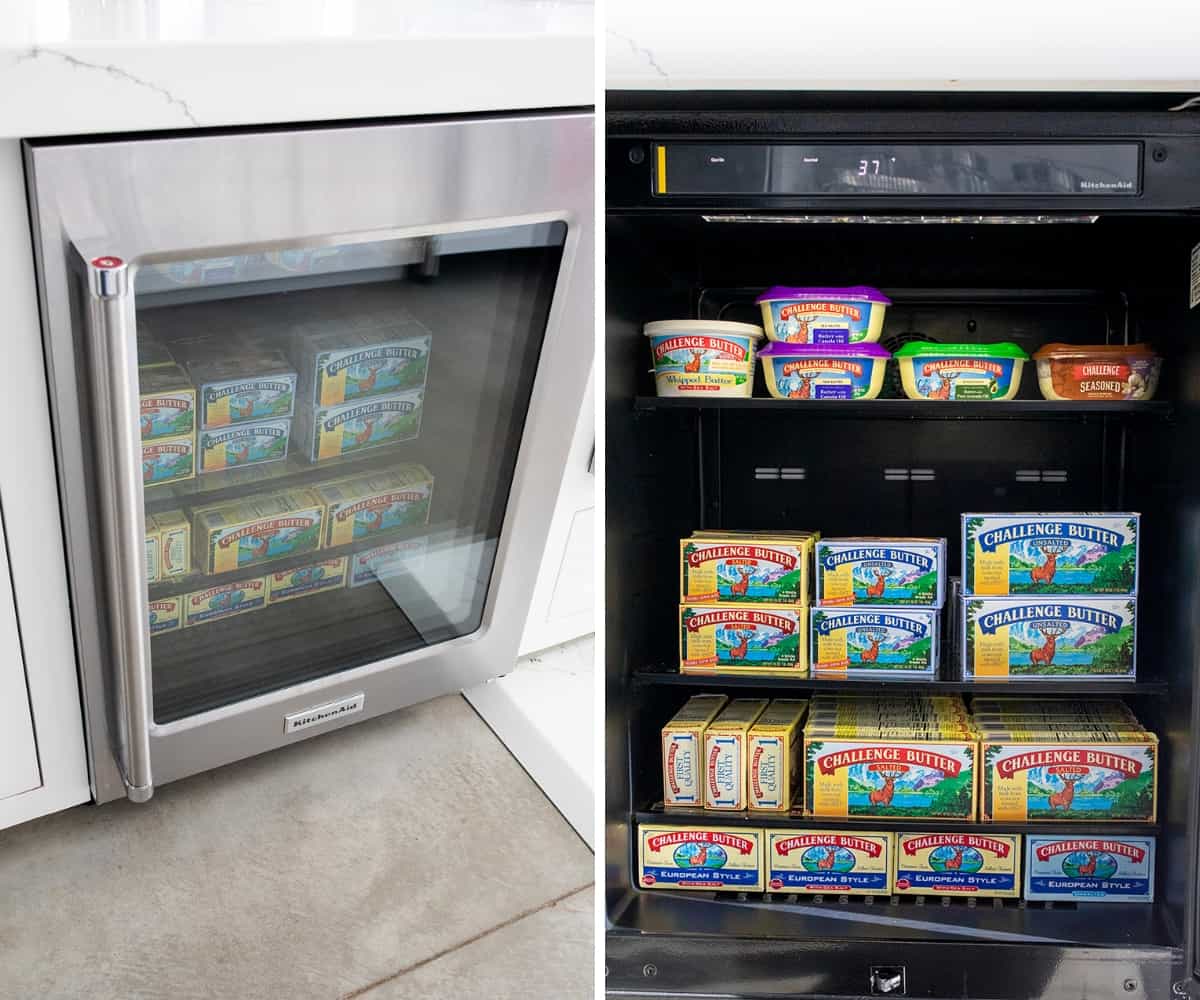 Images of a Small Fridge Stocked with Butter