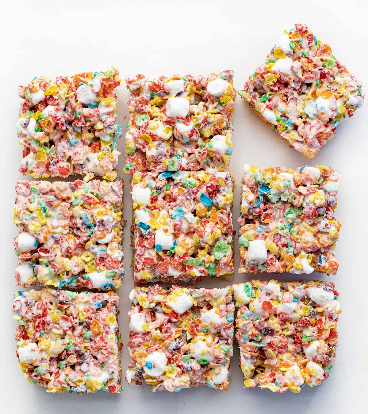 Cut up Fruity Pebbles Treats.