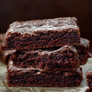 Chocolate Brownies Stacked on Top of Each other.