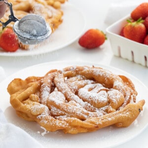 Funnel Cake with Strawberries.