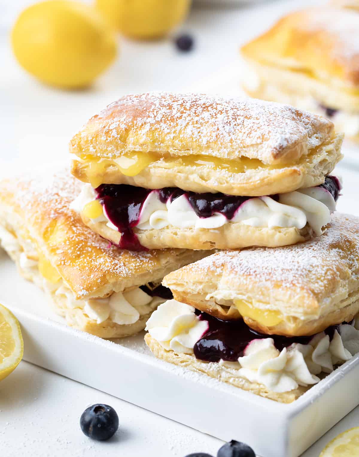 White Pan of Blueberry Lemon Napoleons.