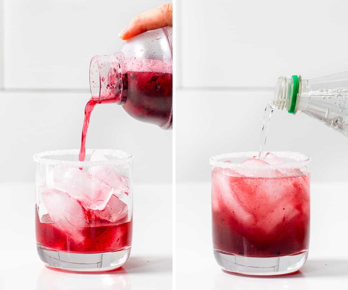 Steps for Making a Blackberry Moscato Cocktail.