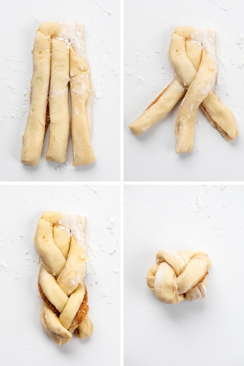 Steps for Showing How to Braid Braided Cinnamon Rolls.